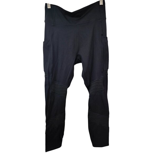 Fabletics High-Waisted Moto 7/8 Leggings M Motion365 Nylon & Elastane Black - Picture 6 of 6